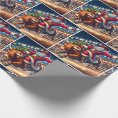 Santa Riding een Rodeo Bull Kerstmis Cadeaupapier (Hoek)