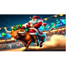 Santa Riding een Rodeo Bull Kerstmis