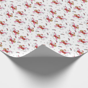 Santa Riding een schattige kerst in Unicorn Cadeaupapier