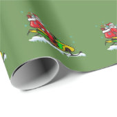 Santa Riding een Snowmobile kerstinpakpapier Cadeaupapier (Rol Hoek)