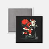 Santa Riding Electric Scooter Magneet (Voorkant / Achterkant)