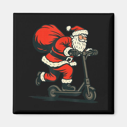 Santa Riding Electric Scooter Magneet (Voorkant)