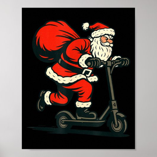 Santa Riding Electric Scooter  Poster (Voorkant)