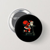 Santa Riding Electric Scooter  Ronde Button 5,7 Cm (Voorkant /achterkant)