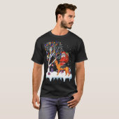 Santa Riding German Shepherd Dog Tree-lampjes T-shirt (Voorkant volledig)