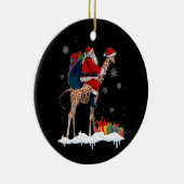 Santa Riding Giraffe Kerstmis Pyjama Santa Lover Keramisch Ornament (Rechts)