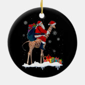Santa Riding Giraffe Kerstmis Pyjama Santa Lover Keramisch Ornament (Achterkant)