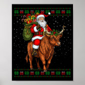 Santa Riding Highland Cow Ugly Christmas Sweater  Poster (Voorkant)