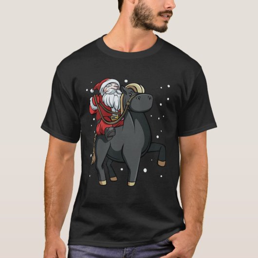 Santa Riding Horse Cute Fun Christmas Celebrate T-shirt (Voorkant)