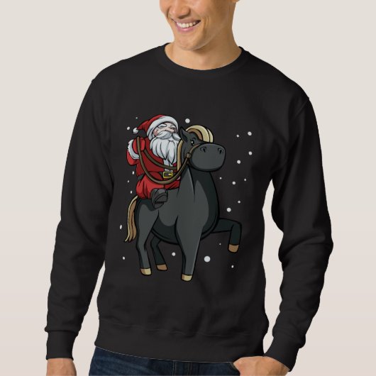 Santa Riding Horse Cute Fun Christmas Celebrate Trui (Voorkant)