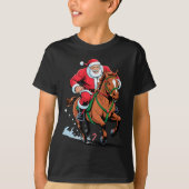 Santa Riding Horse Funny Equestrian Christmas Xmas T-shirt (Voorkant)