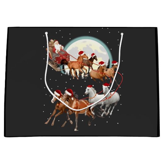Santa Riding Horses Horse Sleigh Equestrian Groot Cadeauzakje (Voorkant)
