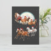 Santa Riding Horses Horse Sleigh Equestrian Kaart (Staand voorkant)