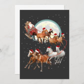 Santa Riding Horses Horse Sleigh Equestrian Kaart (Voorkant / Achterkant)