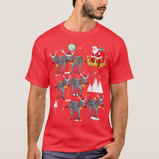 Santa Riding Kawaii Zebra Kerstfeest Funny Kawaii T-shirt