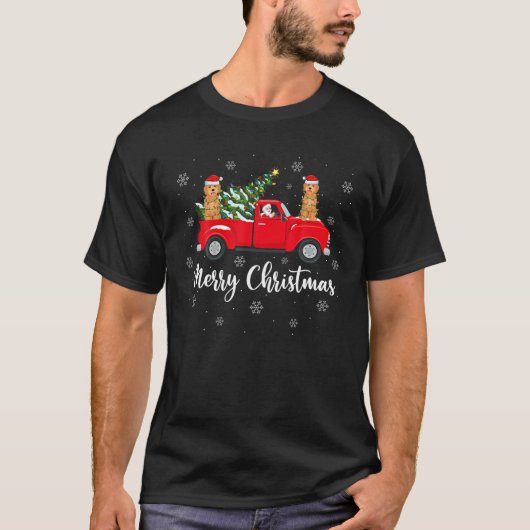 Santa Riding kerstboom Truck Goldendole Dog T-shirt (Voorkant)