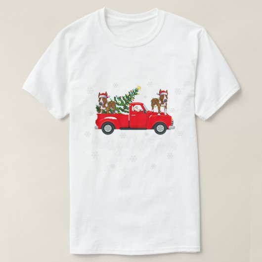 Santa Riding kerstboom Tuck Rat Terrier Dog T-shirt (Design voorkant)