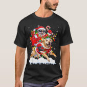 Santa Riding Labrador Retriever Christmas Lights D T-shirt (Voorkant)