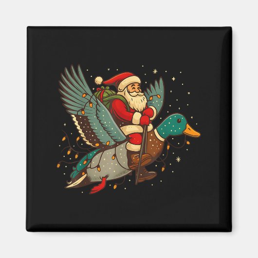 Santa Riding Mallard Duck Funny Christmas Holiday Magneet (Voorkant)