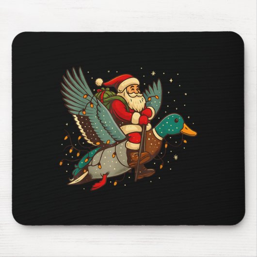 Santa Riding Mallard Duck Funny Christmas Holiday  Muismat (Voorkant)