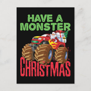 Santa Riding Monster Vrachtwagen Hebben Monster Ke Briefkaart