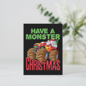 Santa Riding Monster Vrachtwagen Hebben Monster Ke Briefkaart (Staand voorkant)