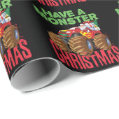 Santa Riding Monster Vrachtwagen Hebben Monster Ke Cadeaupapier (Rol Hoek)