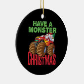 Santa Riding Monster Vrachtwagen Hebben Monster Ke Keramisch Ornament (Rechts)