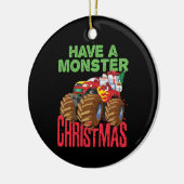 Santa Riding Monster Vrachtwagen Hebben Monster Ke Keramisch Ornament (Links)