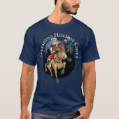 Santa Riding Moose Drink bier, spreidend vrolijk T-shirt (Voorkant)