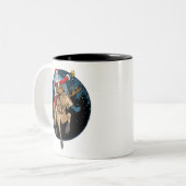 Santa Riding Moose Drink bier Tweekleurige Koffiemok (Voorkant links)