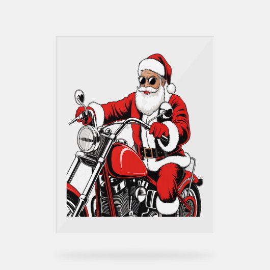 Santa Riding-motorfiets Acryl Bord