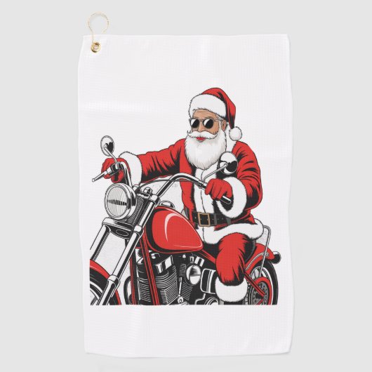 Santa Riding-motorfiets Golfhanddoek (Voorkant)