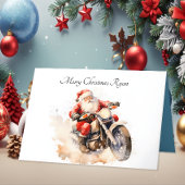 Santa Riding Motorfiets Kerstmis Kaart