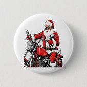 Santa Riding-motorfiets Ronde Button 5,7 Cm (Voorkant)