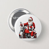 Santa Riding-motorfiets Ronde Button 5,7 Cm (Voorkant /achterkant)