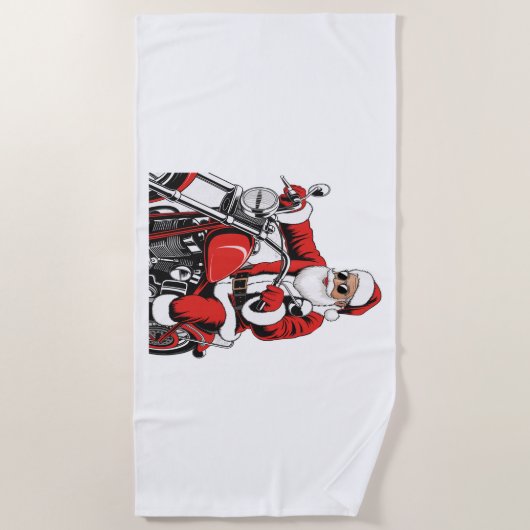 Santa Riding-motorfiets Strandlaken (Voorkant)