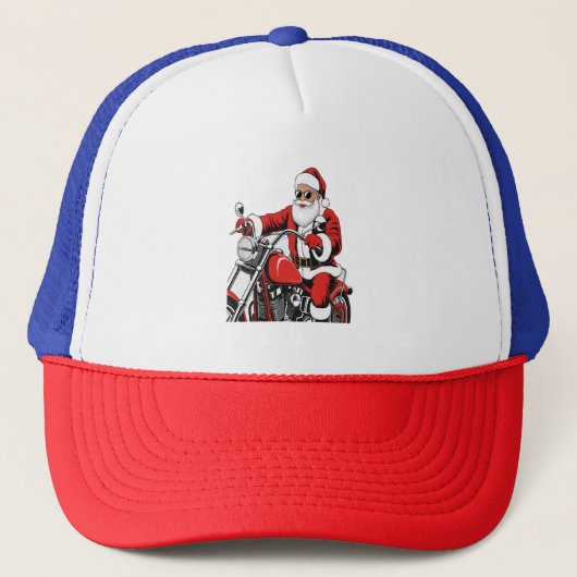 Santa Riding-motorfiets Trucker Pet (Voorkant)