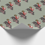 Santa Riding op Hippo Cadeaupapier (Hoek)
