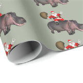 Santa Riding op Hippo Cadeaupapier (Rol Hoek)