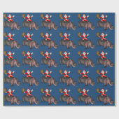 Santa Riding op Hippo Cadeaupapier (Vlak)