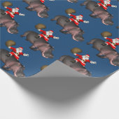 Santa Riding op Hippo Cadeaupapier (Hoek)