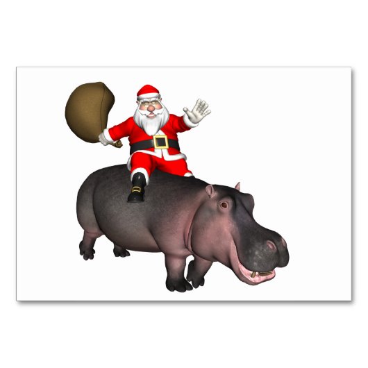 Santa Riding op Hippo Kaart (Voorkant)