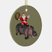 Santa Riding op Hippo Keramisch Ornament (Rechts)