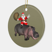 Santa Riding op Hippo Keramisch Ornament (Links)