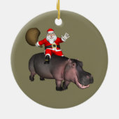 Santa Riding op Hippo Keramisch Ornament (Achterkant)