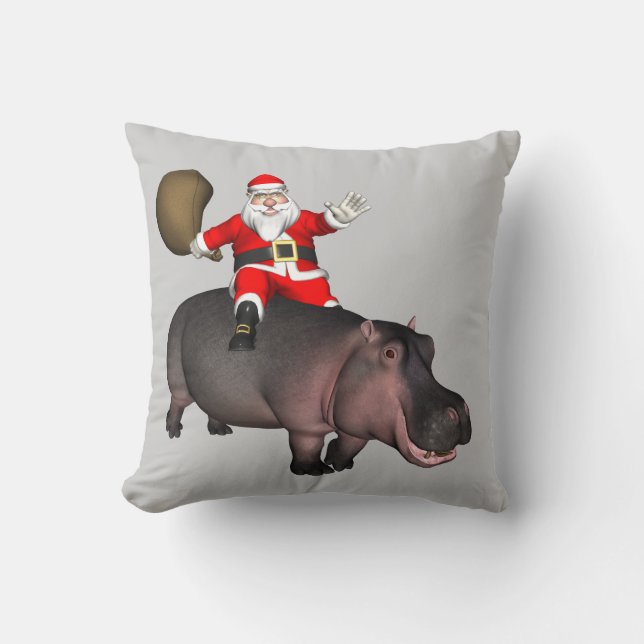 Santa Riding op Hippo Kussen (Voorkant)
