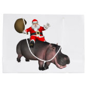 Santa Riding op Hippo Large Cadeautasje (Achterkant)