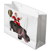 Santa Riding op Hippo Large Cadeautasje (Voorkant Gekanteld)