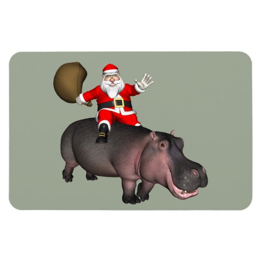 Santa Riding op Hippo Magneet (Horizontaal)